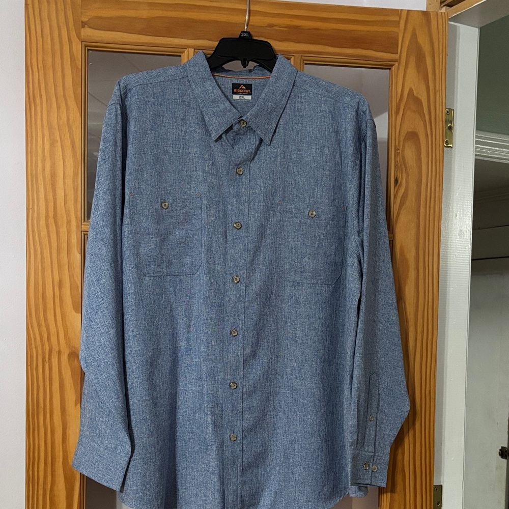Blue Button-Up Men's Shirt